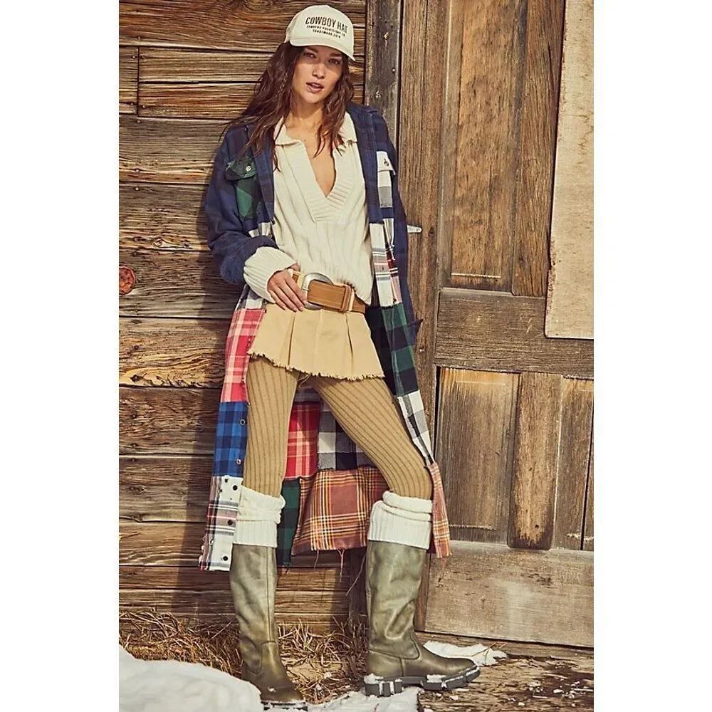 Free People Tricia Fix Patchwork Plaid Maxi Top Size XS $268